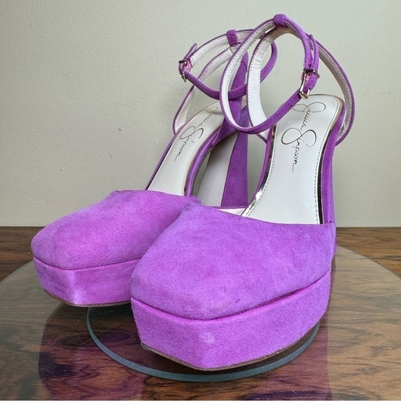 Jessica Simpson Deirae Suede Ankle Strap Platform Pump in Orchid - Picture 8 of 16